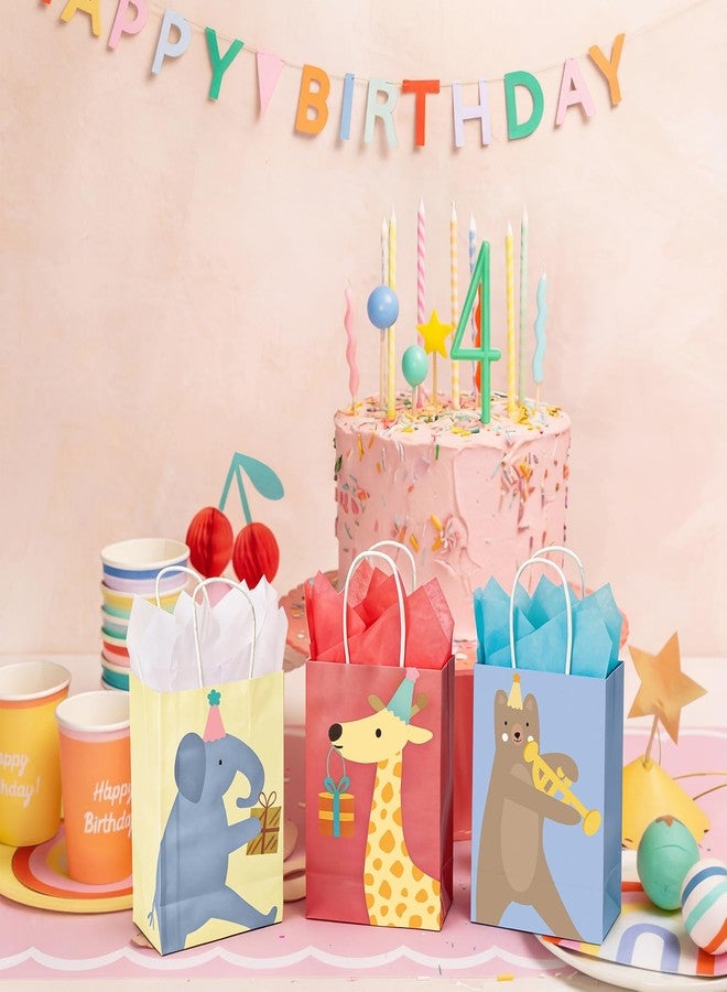 Weekgrat 24 Pcs Animal Parade Party Bags Bulk Animal Theme Gift Bag with Handles Cute Flamingos Raccoon Monkey Goodie Paper Supplies for Birthday Party Baby Shower Decoration - Image 3